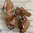 Fossil  size 6 wood heel brown floral sandals shoes Photo 6
