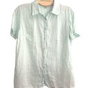 L.L.Bean  MINT GREEN LINEN WASHABLE SHORT SLEEVE BUTTON DOWN SHIRT TOP M Photo 0