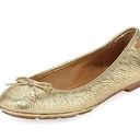 Tory Burch  Women's Laila 2 Gold Leather Driver Ballet Square Toe Flat Size 10 Photo 0