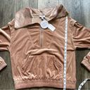 Current Air NWT  Oversized Collar Velour Pullover Shirt 1/4 Zip Taupe Tan Small Photo 7