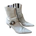 Donald Pliner  Leather Mid Calf Pointed Toe Boots, Ivory Photo 2