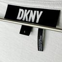 DKNY  White Scoop Neck Studded T-Shirt Pullover Top Silver Studs Lightweight L Photo 4