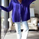 American Vintage Oversized Purple Suede Like Button Up Photo 8