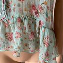 Iris Blue Sleeveless BOHO Floral Croptop Medium Photo 2