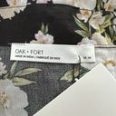 Oak + Fort  Shirt Womens Medium Black Cream Floral Flowers Ruched Tie Front Bloom Photo 5