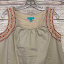 Calypso St. Barth  Boho Embroidered Coastal Neutral Beach Shift Dress Photo 2