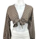 Nasty Gal  NWT Giraffe Oversized Long Sleeve V-neck Knot Front Blouse Crop top 2 Photo 0