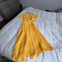 Marine layer Valencia gold yellow shirt sleeve midi wrap sundress M Photo 8