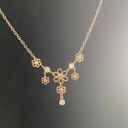 Ethereal Vintage Sterling Plated Flower Necklace Womens 16in Faux Rhinestones  Photo 2