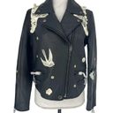 Coach  Lace Embroidered Leather Jacket Photo 4