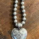 NWOT Handmade Etched Western Navajo Pearl Beaded Necklace w/ Heart Pendant Photo 2