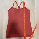 Lululemon  Power Y Tank in Coral Pink Stripe with built in bra - Size 6 Photo 8