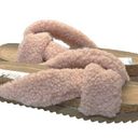 Treasure & Bond  Davina Pink Faux Sherpa Open Toe Slip On Sandals Size 10 Photo 0