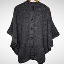 Denim & Co . Cable Knit Poncho Sweater Size Large Color Gray Button detail Photo 3