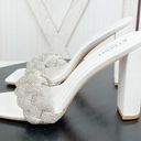 Simmi London  Diamanté Rhinestone Block Heel Mule Sandal Shoes White 7 Photo 5