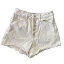 ZARA  High Waist Cut Out White Denim Shorts Sz 4 Photo 0