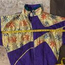 VINTAGE Katana Metallic Gold Purple Floral Jacket 80s Size Medium Windbreaker Photo 18