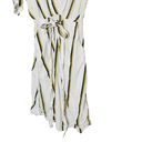 SANCIA Anika White Linen Blend Striped Waist Tie Midi Dress Size Medium Photo 3