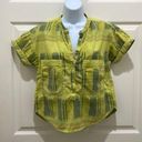 Pilcro  Green Plaid Short Sleeve 3/4 Button Down Top Photo 0