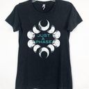 The Moon Women’s Phases Black Short Sleeve T-Shirt Size M Boho Casual Photo 0