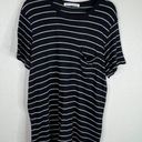 Alexander Wang T by  Womens Pocket Tee Shirt Sz Medium Black Stripe Viscose Linen Photo 0