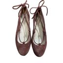 Madewell  Women's sz 6 The Inga Lace-Up Ballet Flat in Maroon Suede Shoes Photo 7