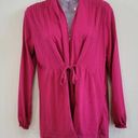 L.L.Bean  Pintuck Shawl Collar Front Tie Cardigan Long Sleeve Hot Pink Small Photo 0