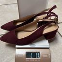 Loft  Size 9.5 Maroon Burgundy Ankle Strappy Suede Low Heels Womens Photo 8