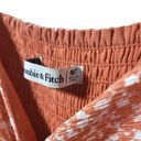 Abercrombie & Fitch Tall Ruched Crinkle Front Slit Maxi Dress in Coral Photo 3