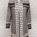 BCBG Max Azria Black and Beige Geometric Pattern Long Cardigan Size M Photo 0