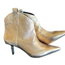 Jessica Simpson NEW  Nelda Gold Pointed Toe Pull On Kitten Heel Western  Booties Photo 7