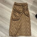 ZARA Animal Printed Midi Silky Skirt w High Slit Size Medium Gold/Brown Photo 3