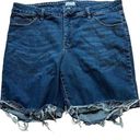 Ava & Viv  Women's Blue Dark Wash Distress Stretch Cuff Denim Shorts Size 18W Photo 0