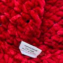 Vintage Y2K Red Fuzzy Soft Crochet Bohemian Winter Hat Photo 5