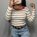 Timing  Retro Striped Hippy Ruffle Hem Crop Top Photo 1