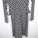 Cache  Small Dress Black White Diamond Print Knee Length Belted Long Sleeve 207 Photo 5