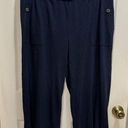 J.Jill  PureJill Women XLarge Navy Linen Blend Wide Leg Side Slit Crop Pants Photo 0