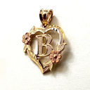 Tehrani Jewelry 14k solid gold Initial B heart Charm | letter B Charm | Birthday gift | Initial Necklace | Mother's Day | Mother's Day gift | Photo 3