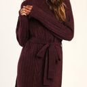 Lulus Burgundy Cable Knit Mini Sweater Dress Photo 3