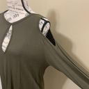 Cold Shoulder Open Back Long Sleeve Large Top Green Photo 2