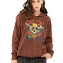 Volcom Women’s  Truly Stoked Oversized Hoodie brown skull & roses sz medium Photo 0