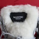 Valentino Garavani Valentino VLogo Metallic Silver Ivory Shearling & Leather High-Top Sneakers Photo 5