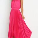 Petal and Pup  Dominique Hot Pink Satin Pleated Maxi Dress 6 Photo 1