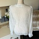 Anthropologie Eri + ali Anthro v neck button down cottage prairie floral embroidery blouse S Photo 6