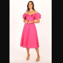 Petal and Pup  Cabo Magenta Frill Sleeve Midi Dress M Photo 2