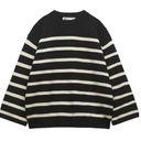 ZARA  Striped Button Sleeve Knit Sweater in Black Size Small Photo 0