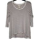 Matilda Jane  T-Shirt Size XS White With Red Stripes 3/4 Sleeve Top Stretch Blend Photo 0