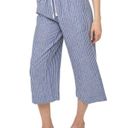 Beach Lunch Lounge Margot Linen Blue Striped High Rise Crop Pants Photo 0