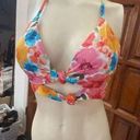 Shade & Shore  Women's Floral Watercolor Bikini Top Size M Tie-Back Photo 0