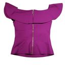 Ted Baker  Frill Detail Bardot Top Ruffle Purple NWT Ted Size 0 US Women's 2 Photo 2